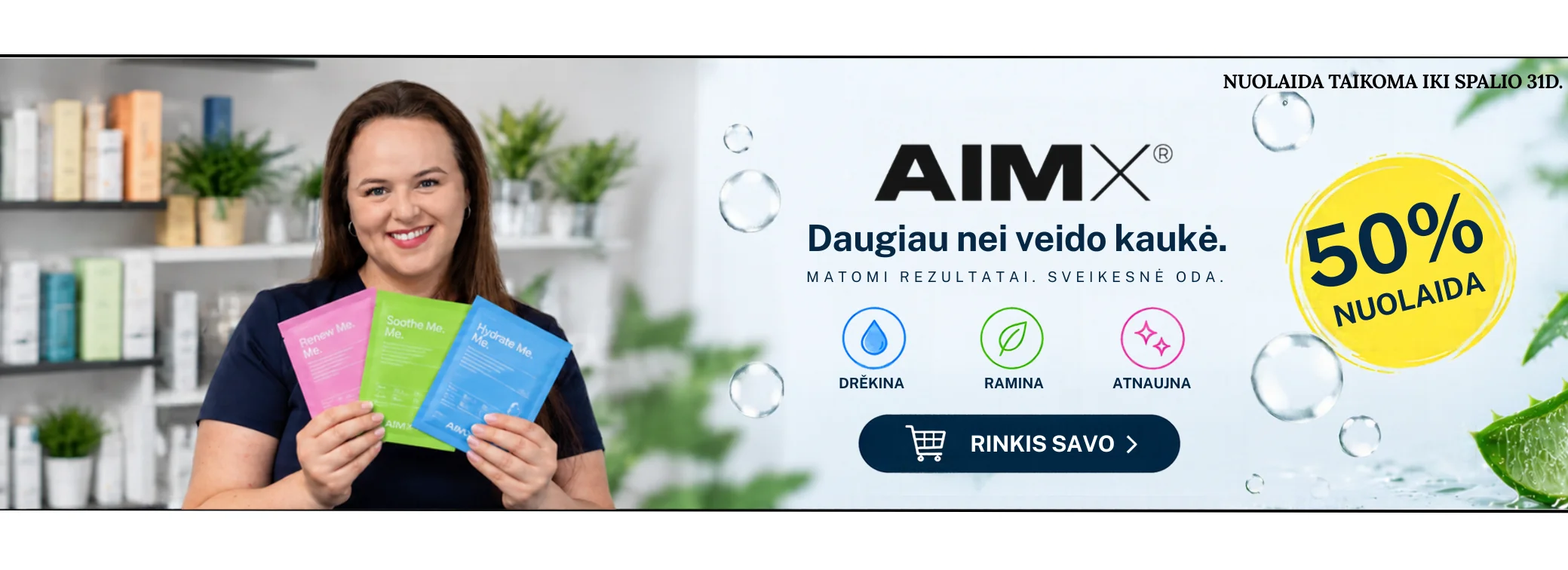 AIMX veido kaukėms – 50 % nuolaida iki spalio 31 d. Rinkis savo kaukę.